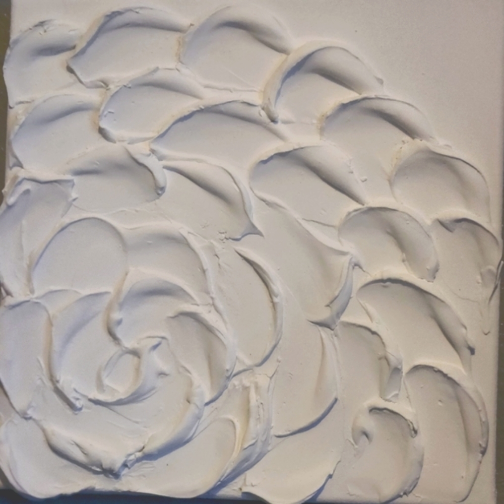 10 x 10 acrylic sculpted white painting